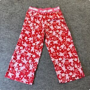 Happy Bunny Y2K Red‎ & Pink Graphic Capri Pajama Pants Small